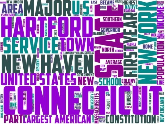 Connecticut Wordart Sublimation: Hand-Drawn Colorful Word Clouds for Creative Expression & Branding